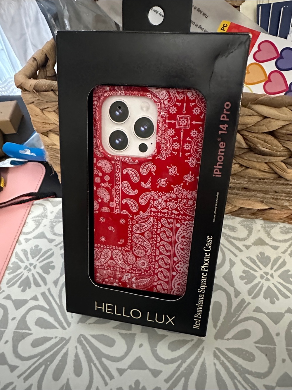 Red Bandana Square iPhone 14 Pro Case by Hello Lux NWT